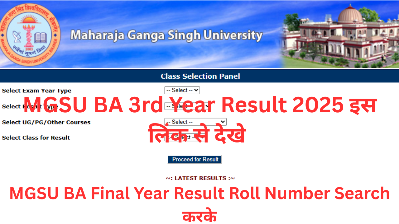 MGSU BA 3rd Year Result 2025