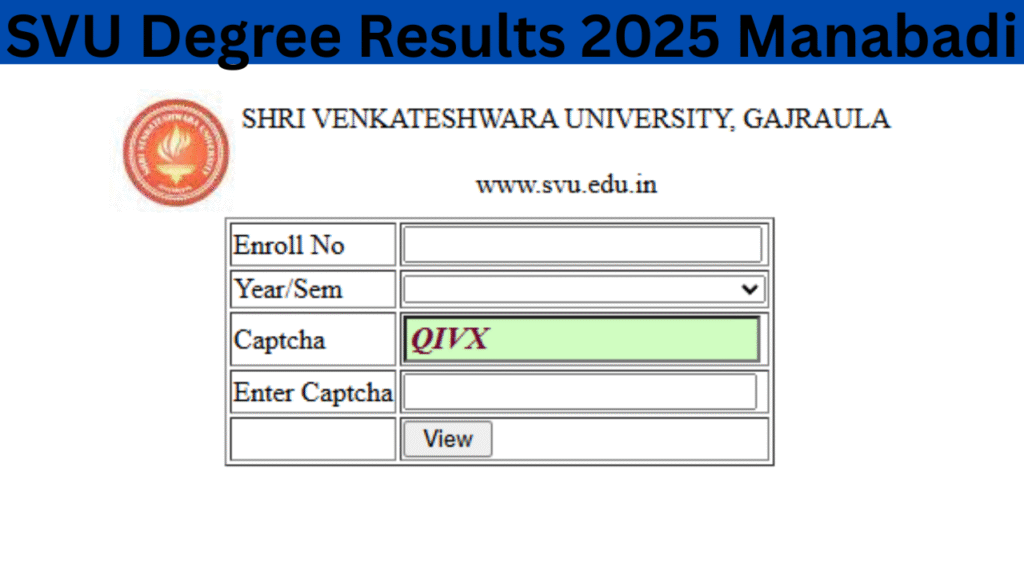 Manabadi SVU Degree Results 2025