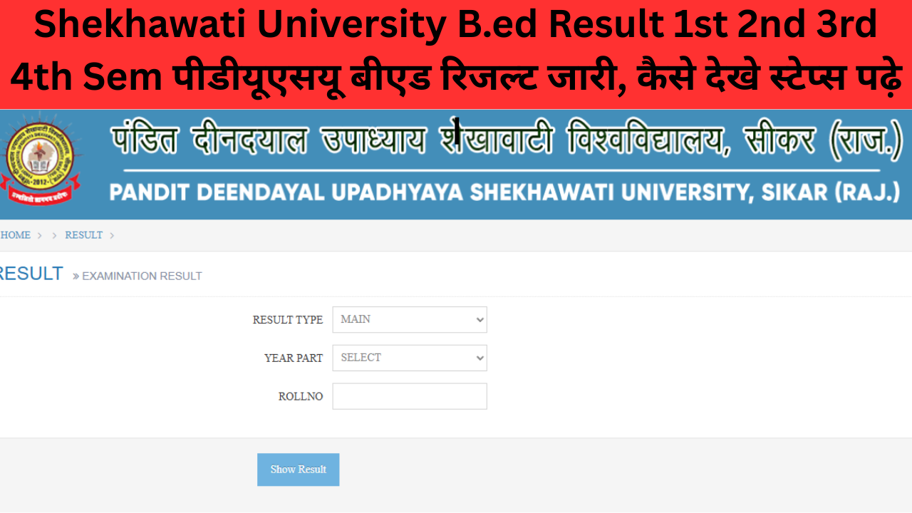 Shekhawati University B.ed Result 2025