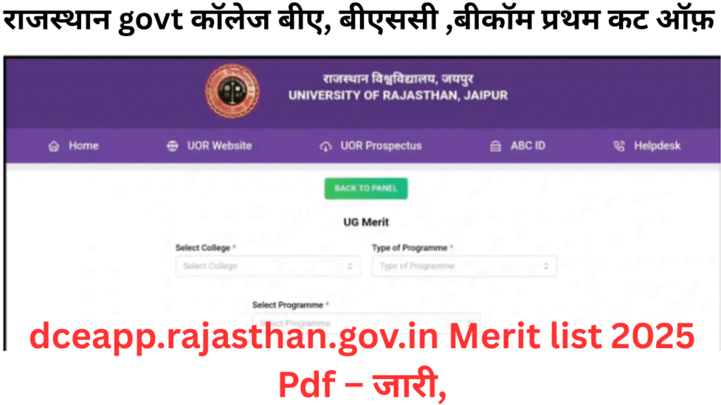 dceapp.rajasthan.gov.in Merit list 2025