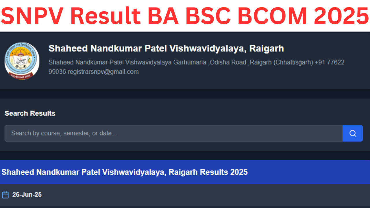 https //snpv.ac.in Result