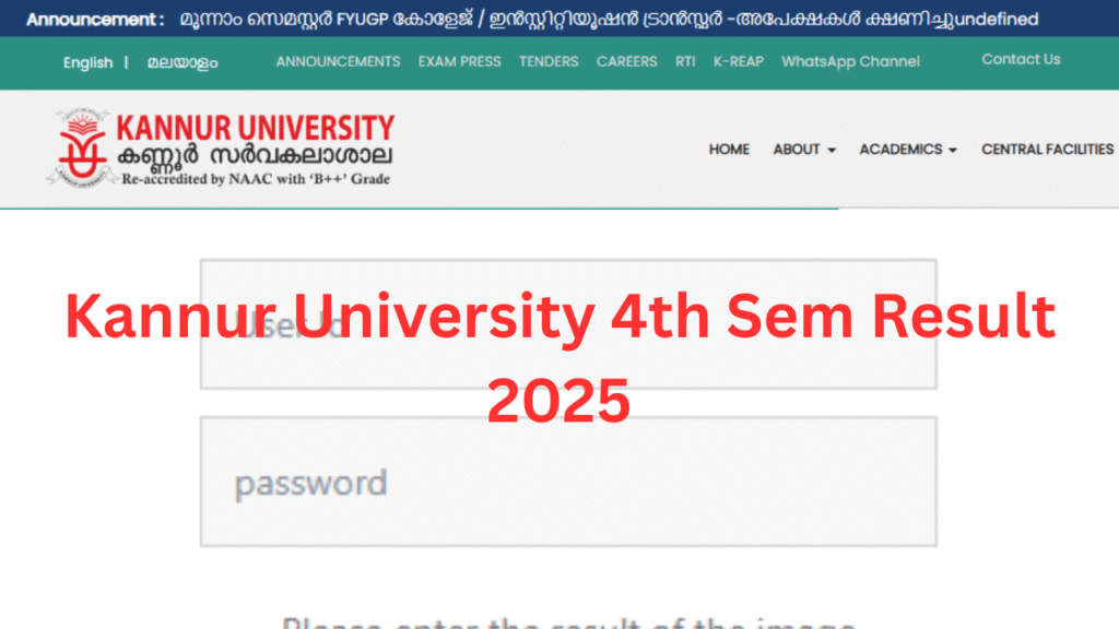 Kannur University 4th Sem Result 2025