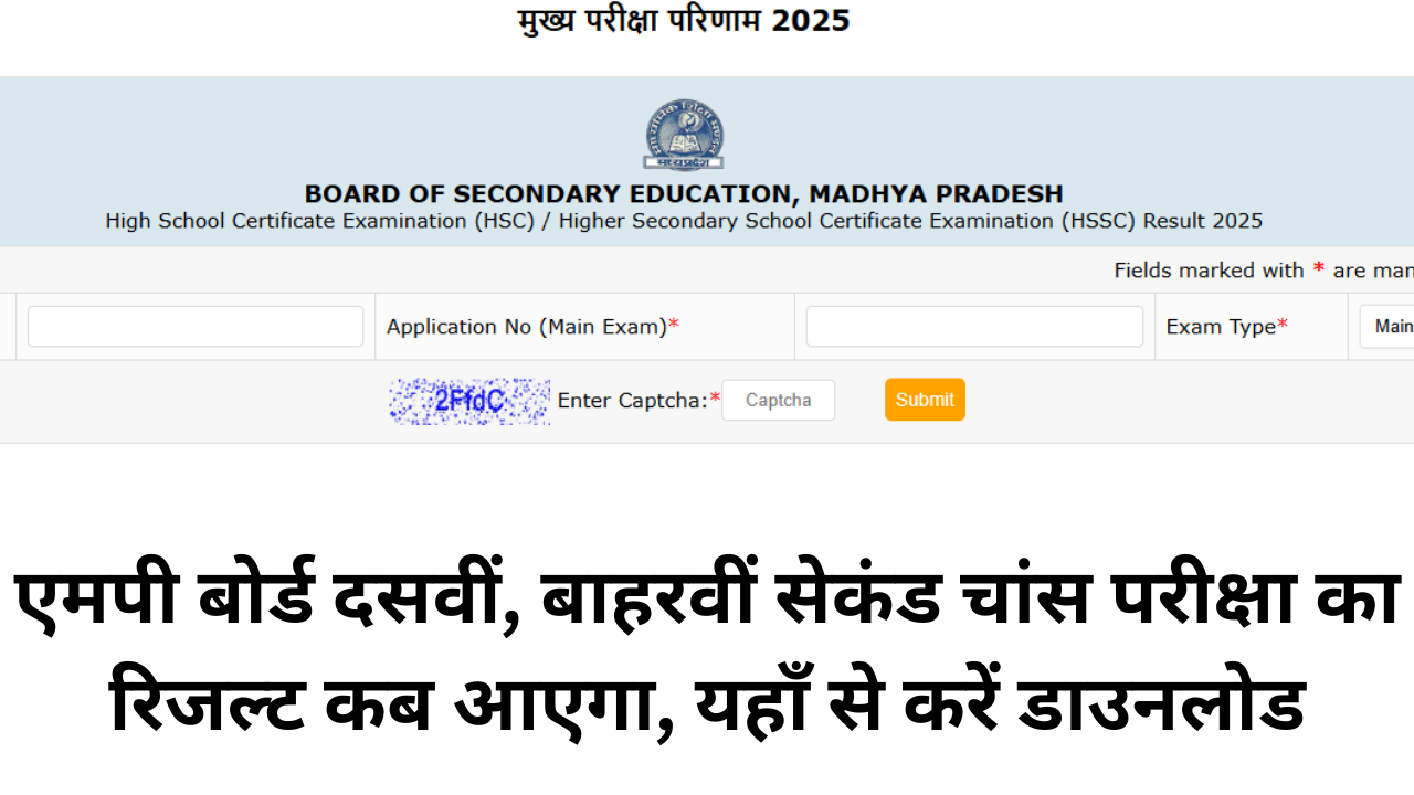 MP Board 2nd Chance Exam Result 2025